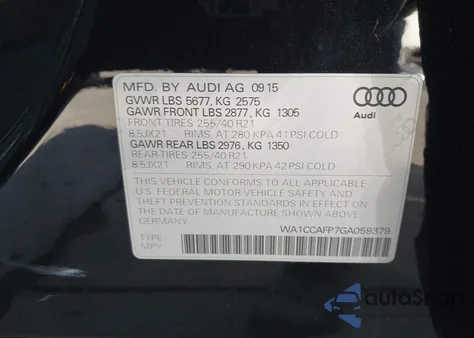 2016 Audi Sq5 3.0T Premium Plus z USA, uszkodzony, nr VIN WA1CCAFP7GA059379